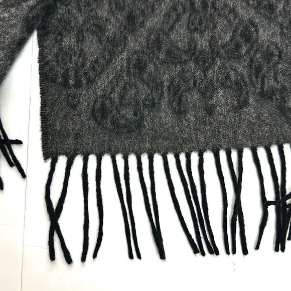 Grant Thomas Cashmere Scarf Gray Paisley Print Fringes made in Germany Unisex - Picture 8 of 10